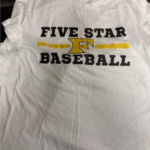 Slightly worn Five Star Baseball White T-Shirt